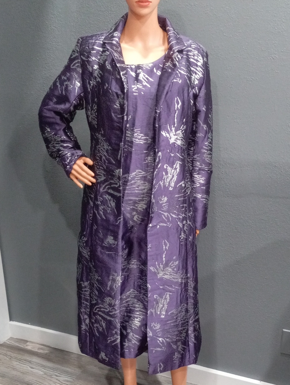 Masseys Women's Metallic Jacquard Dress And Jacket Set Size 14